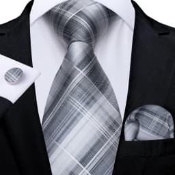 Luxury Blue Plaid Dot Ties For Men Solid Wedding Accessories Neck Tie Handkerchief Cufflinks Set Gravatas Mens Gift DiBanGu
