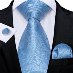 Luxury Blue Plaid Dot Ties For Men Solid Wedding Accessories Neck Tie Handkerchief Cufflinks Set Gravatas Mens Gift DiBanGu