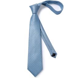 Luxury Blue Plaid Dot Ties For Men Solid Wedding Accessories Neck Tie Handkerchief Cufflinks Set Gravatas Mens Gift DiBanGu