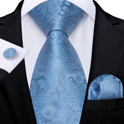 Luxury Blue Plaid Dot Ties For Men Solid Wedding Accessories Neck Tie Handkerchief Cufflinks Set Gravatas Mens Gift DiBanGu