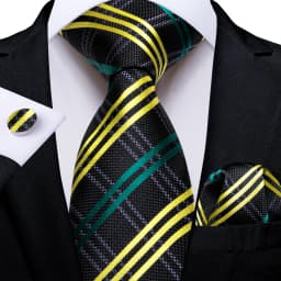 Luxury Blue Plaid Dot Ties For Men Solid Wedding Accessories Neck Tie Handkerchief Cufflinks Set Gravatas Mens Gift DiBanGu