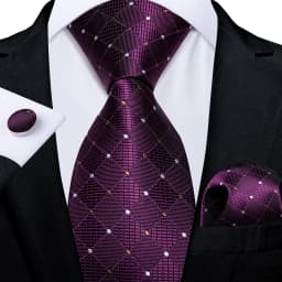Luxury Blue Plaid Dot Ties For Men Solid Wedding Accessories Neck Tie Handkerchief Cufflinks Set Gravatas Mens Gift DiBanGu