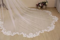 Elegant white Ivory cathedral wedding veil wave shaped lace Bridal veil 3m 4m 5m with Comb Wedding Accessories Customiz veil