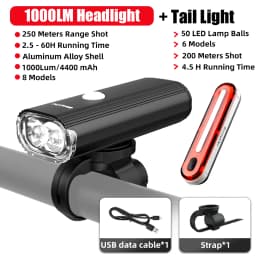 EasyDo Bicycle Front Light USB Rechargeable Bike Headlight 1000 Lumens High Power Led Flashlight for MTB Road Bike Accessories