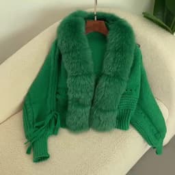 2024 Winter New Fashion Knitting Cardigan Placket Coat Women Casual Real Fox Fur Coat Short Warm Knitted Jacket with Natural Fur