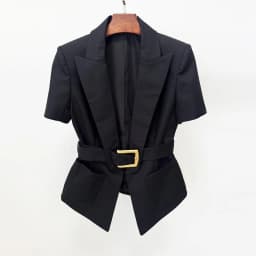 HIGH STREET Newest Fashion 2026 Designer Jacket Women's Short Sleeve Belted Casual Blazer