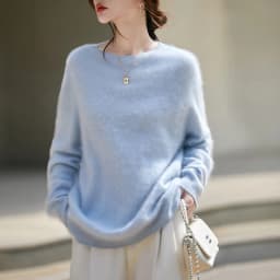 WinvyNee Women's Clothing Brushed Wool O Neck Pink Causal Sweaters Soft Solid Knitted Tops Pullovers Jumpers Winter A1713001