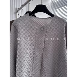 Miyake Pleated Jacket Female New 2025 Fall Round Neck Long-sleeved Blouse Loose Versatile Casual Thin Diamond Plaid Cardigan