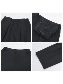 CHIC VEN Women Pants Solid Loose Casual Wide Leg Pant Drawstring Pleated Female Suit Trousers Office Ladies Sping Autumn 2025