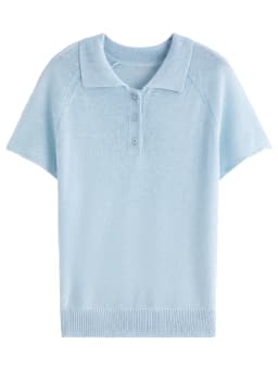 DUSHU Women 【Elegant Summer Elegance】 POLO Collar Knit 2026 Summer New Arrival Chic Casual Style Short Sleeve Top Loose T-shirt