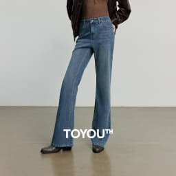 TOYOUTH Women Jeans 2025 Autumn NewAsymmetric Slim-Fit Slimming Stretch Bootcut Pants