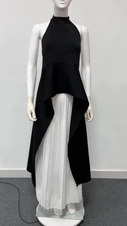 TWOTWINSTYLE Sexy Two Piece Set Women Halter Sleeveless Open Back Top High Waist Pleated Maxi Skirt Slim Women's Suit Summer New