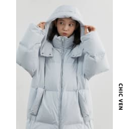 CHIC VEN Fashion Women Down Coats Hooded Thick Loose Solid Female 90 White Duck Down Jacket Ladies Topcoat Autumn Winter 2025