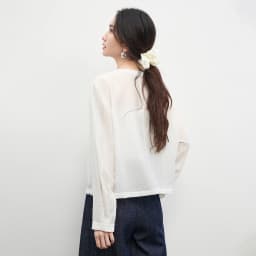 SENTUBILA Women's Lyocell White Shirt 2026 Spring Summer Round Neck Long Sleeve Drawstring Sheer Casual Top 161WB5014