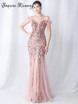 Sexy Elegant Long Wedding Evening Dresses for Women 2026 Mesh Birthday Party Dresses Woman Pink Maxi Sequin Summer Dress Vestido