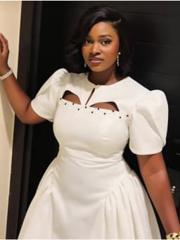 Elegant White Cutout Puff Sleeve Mini Dress Luxury Rhinestone Beading High Waist A-Line Party Dress Trendy Summer Club Vestidos
