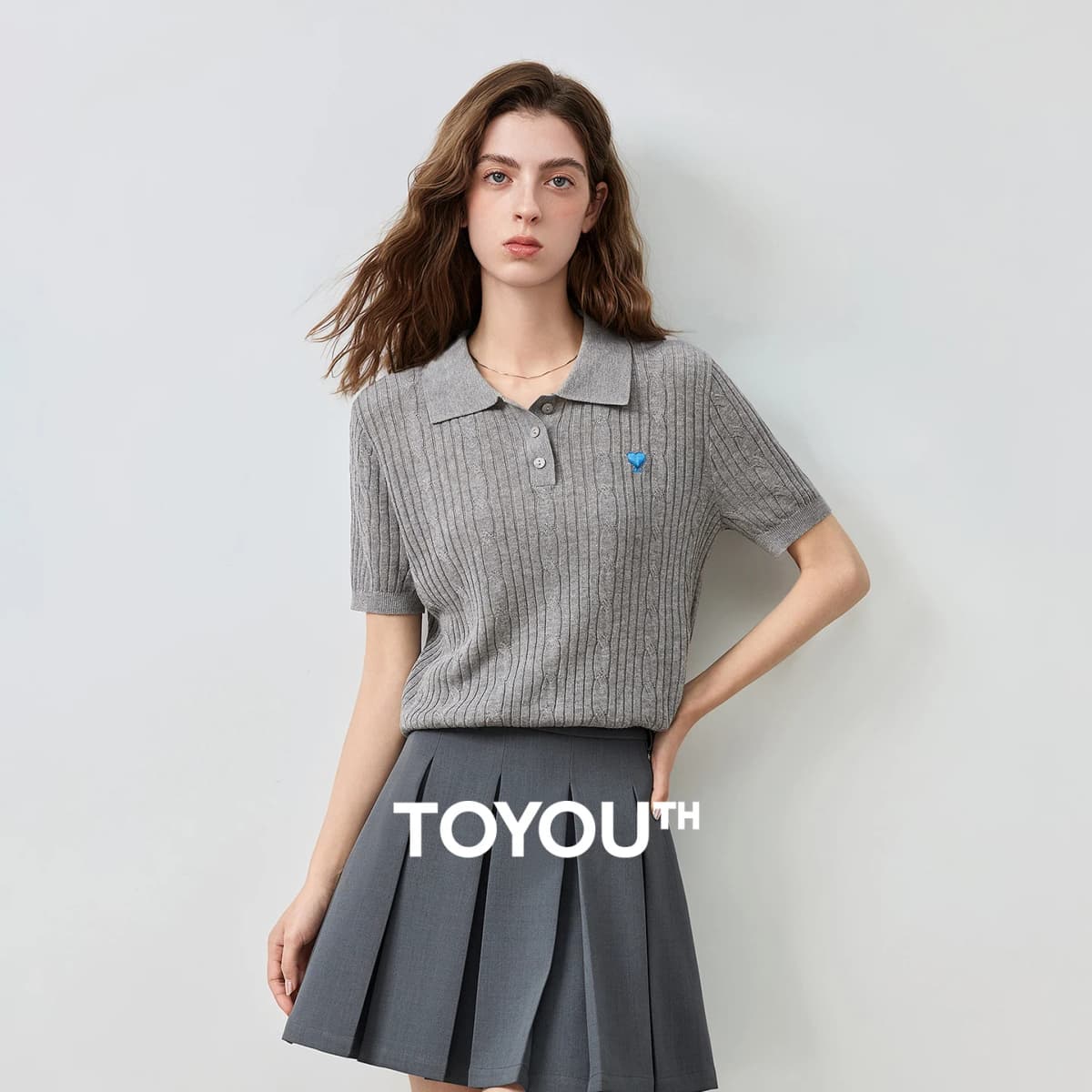 TOYOUTH Women Knit Top Summer 2026 Tianshuang Linen High Intelligence Retro Cable Knit Temperament Short Sleeve Elegant Style