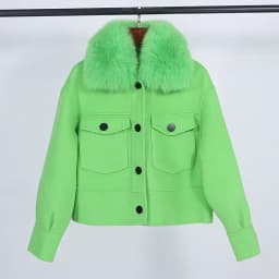 Wool Women Fur Coat New Autumn Winter Real Fox Fur Collar 10% Cashmere 90% Wool Fur Jacket Short Casual Loose Wool Coat