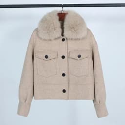 Wool Women Fur Coat New Autumn Winter Real Fox Fur Collar 10% Cashmere 90% Wool Fur Jacket Short Casual Loose Wool Coat