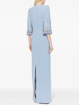 HIGH STREET Newest Fashion 2026 S/S Designer Vestido Women's Half Sleeve Stunning Beaded Long Maxi Dress