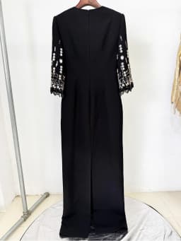 HIGH STREET Newest Fashion 2026 S/S Designer Vestido Women's Half Sleeve Stunning Beaded Long Maxi Dress
