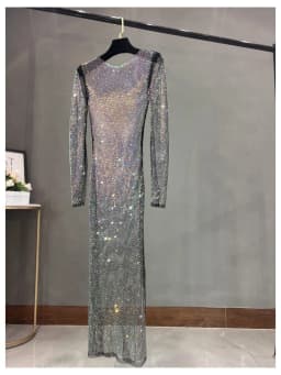 Club Apparel Sexy Rhinestone Dresses Long Sleeve Extra Diamond Dress