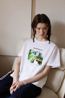 VIMLY Pure Cotton Women's Graphic T-Shirt 2026 Summer Tee Shirt Ladies Short Sleeve T-shirt Loose Simple Printed Tops M9828