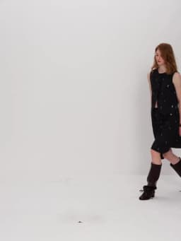 FSLE 【Premium Series】 Women's 2026 Summer New Vintage Beaded Black Plaid Tweed Vest & Skirt Set | Elegant Lady Two-Piece Outfit