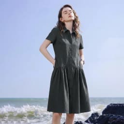 TOYOUTH Women Dress 2026 Summer New Smart Casual Commuter Petite Splicing Short Sleeve Shirt Midi Trendy Dresses