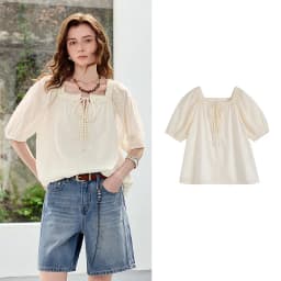 TOYOUTH Women Shirts 2026 Summer New French Style Square Neck Puff Sleeve Jacquard Pastoral Atmosphere Fairy Elegant Casual Tops