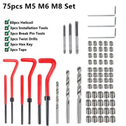 XCAN Thread Repair Tool 25pcs M3/M4/M5/M6/M7/M8/M10/M12/14 for Restoring Damaged Thread Spanner Wrench Twist Drill Bit Hand Tool