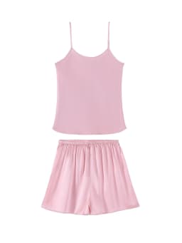 SuyaDream. Women Camis and Shorts, 19MM 100%Real Silk, Sleeveless Chic Summer Set, 2024 Solid Camisoles, White, Pink, Beige