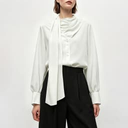 Amii Women's Blouse 2026 Autumn New V-Neck Elegant Long Sleeve Chiffon Top With Tie Neck Loose Flowy Shirt For Women 12653004