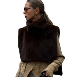 2025 New Fashion Faux Fur Sable Vest Crop Top Autumn Winter Turtleneck Eco Mink Fur Tank Tops Sleeveless Jacket Coat