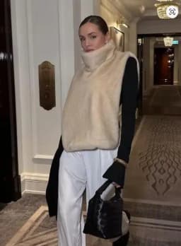 2025 New Fashion Faux Fur Sable Vest Crop Top Autumn Winter Turtleneck Eco Mink Fur Tank Tops Sleeveless Jacket Coat