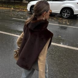 2025 New Fashion Faux Fur Sable Vest Crop Top Autumn Winter Turtleneck Eco Mink Fur Tank Tops Sleeveless Jacket Coat