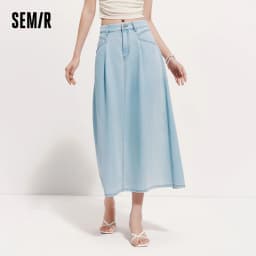 Semir Womens Skirt 2026 Cool Feeling A Line Pleated Denim Slim Fit Casual Versatile Soft