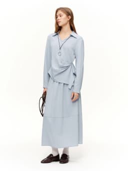 DUSHU 2026 Spring Women's Two Piece Set Design Shirt & High Waist Skirt Co-ord, Office Chic Minimalist Suit for Capsule Wardrobe