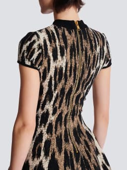 TWOTWINSTYLE Leopard Slimming Fashion Dresses for Women Round Neck Short Sleeves High Waist Casual Mini Dress Female Clothing
