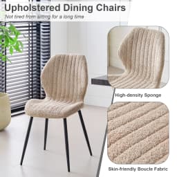 EGOONM Set of 2/4/6 Upholstered Padded Dining Chairs Linen Fabric Kitchen Chairs Metal Legs for Restaurant Cafe Home Room