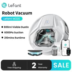 Lefant M320 6000Pa Powerful Suction Robot Vacuum Cleaner with Mop ,210 Mins Runtime,800ML Visible Dustbin,Carpet Detection