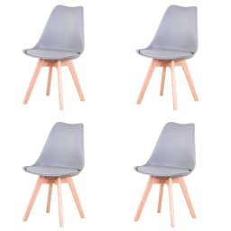 Set of 4 / 6 Nordic Medieval Dining Chairs PU Padded Seat Beech Wood Legs Desk Chairs for Dining Room Bedroom Balcony Restaurant