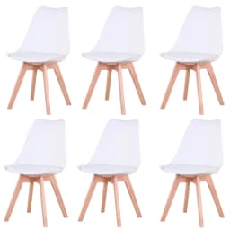 Set of 4 / 6 Nordic Medieval Dining Chairs PU Padded Seat Beech Wood Legs Desk Chairs for Dining Room Bedroom Balcony Restaurant