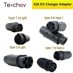 Teschev EV Charger Adapter Type1 to Type2 Charging Connector Type 2 to GBT Plug Adapter for Electric Car Accessories