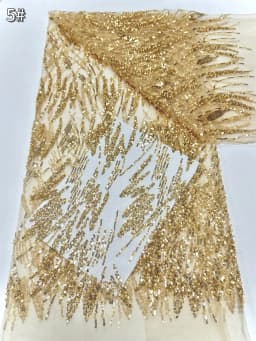 Green Sequin Lace Fabric African Fabric Lace Wedding Dress 2026 Luxury Gold Beaded Lace French Mesh Sequence for Sewing