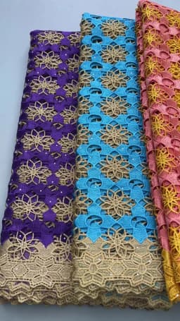 Latest 5 Yards Superb Embroidery Guipure Lace Appliques African Cord Water Soluble Fabric Bridal Sewing Garment Celebrants Wear