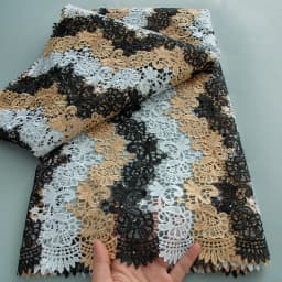 Latest 5 Yards Superb Embroidery Guipure Lace Appliques African Cord Water Soluble Fabric Bridal Sewing Garment Celebrants Wear