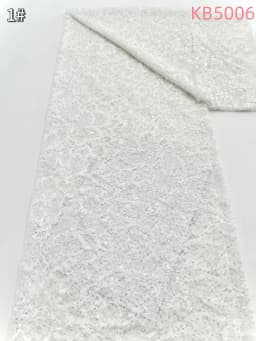White Sequins Beaded Chantilly Lace Fabric African Lace Fabric 5 Yards High Quality 2025 Green Tulle Lace For Sewing KB5006