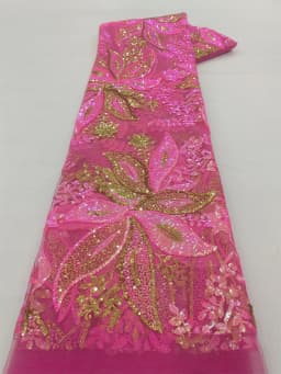 latest nigerian lace fabrics French Tulle Net Lace with Sequins and Beads African Embroidered Lace Fabric Lace Fabric for Sewing