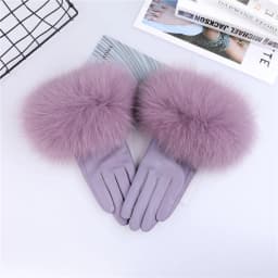 Sheepskin Natural Fox Fur Trimming Gloves Women's Genuine Leather Wrist Warmer Glove Winter Warm Fashion Mittens Fleece Lining